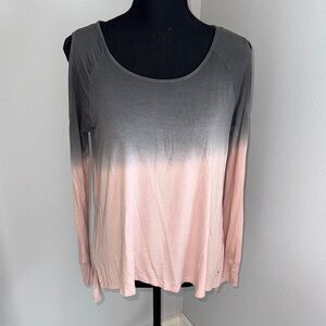 American Eagle Outfitters Ombre Gray and Pink Long Sleeve Tee